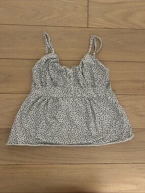 Subdued White Floral Spaghetti Strap Babydoll Top